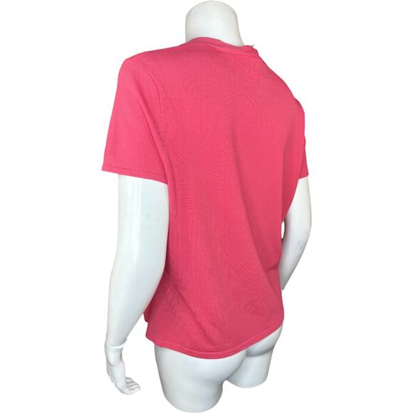 Talbots Large Petite Womens Salmon Pink Short Sleeve Stretch Top NWT - Picture 4 of 12